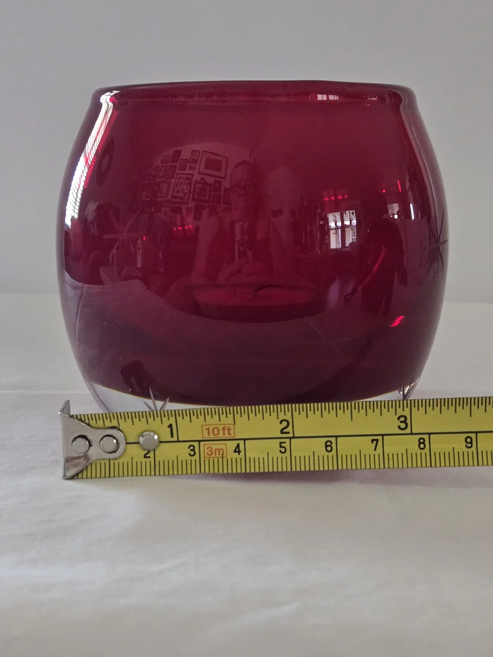 Crate&Barrel Ruby Red Glass Candle Holder